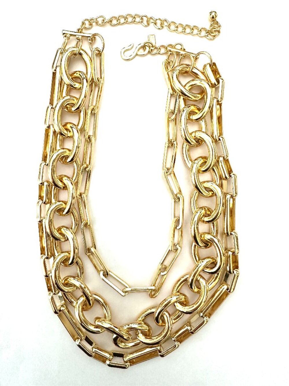 KENNETH JAY LANE, 3 STRAND MULTI LINKS CHAIN GOLD